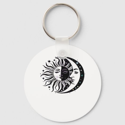 Whimsigoth Aquarel Sun Moon Witchy Classic Sleutelhanger (Voorkant)