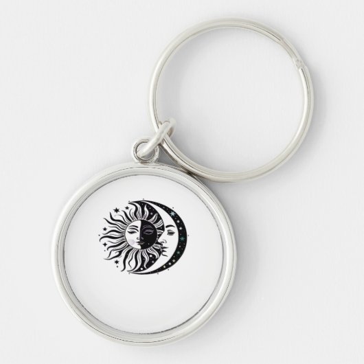 Whimsigoth Aquarel Sun Moon Witchy Classic Sleutelhanger (Voorkant)