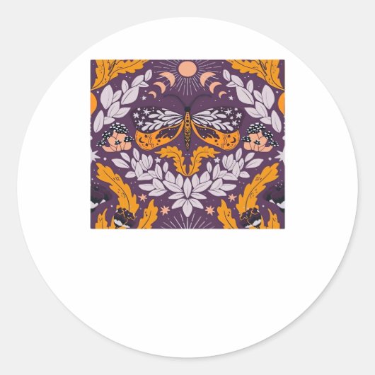 Whimsigoth Butterfly Florals - Paarse, lavendel en Ronde Sticker (Voorkant)