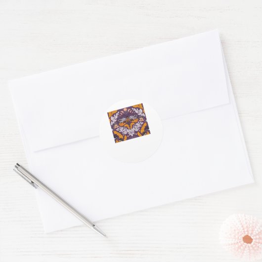 Whimsigoth Butterfly Florals - Paarse, lavendel en Ronde Sticker (Envelop)