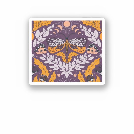 Whimsigoth Butterfly Florals - Paarse, lavendel en Sticker (Voorkant)