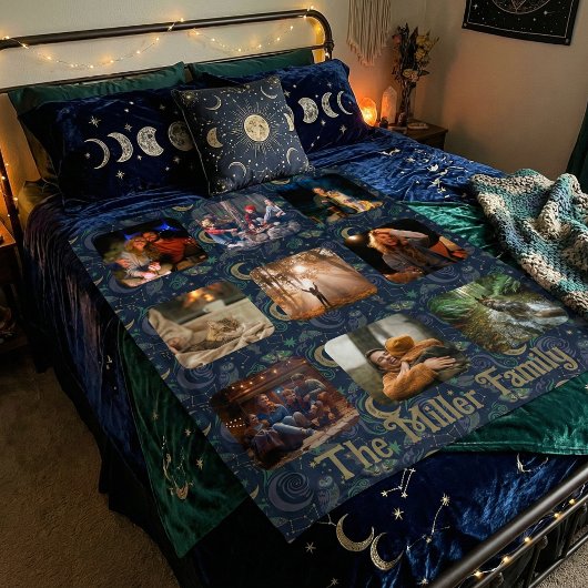 Whimsigoth Celestial | 9 Photo Family Collage Fleece Deken