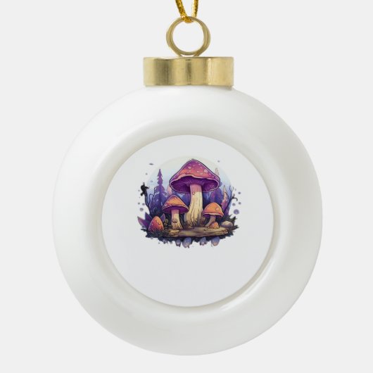 Whimsigoth champignons en kristallen Classic Keramische Bal Ornament (Voorkant)