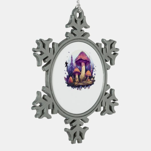Whimsigoth champignons en kristallen Classic Tin Sneeuwvlok Ornament (Links)