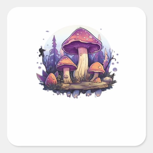 Whimsigoth champignons en kristallen Classic Vierkante Sticker (Voorkant)