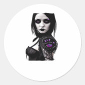 Whimsigoth Classic Design voor Halloween Ronde Sticker (Voorkant)