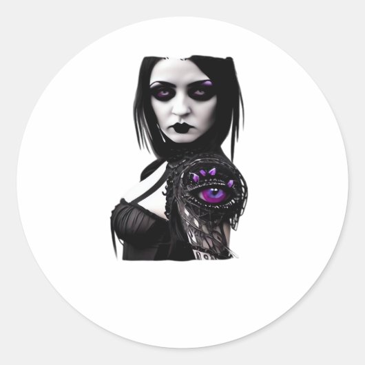 Whimsigoth Classic Design voor Halloween Ronde Sticker (Voorkant)