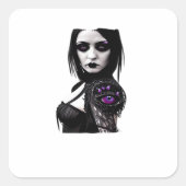 Whimsigoth Classic Design voor Halloween Vierkante Sticker (Voorkant)