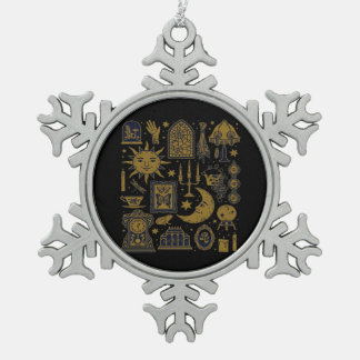 Whimsigoth Classic - Mystieke manen en bossen Tin Sneeuwvlok Ornament