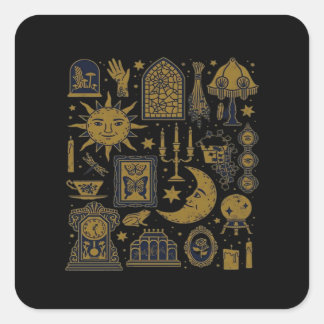 Whimsigoth Classic - Mystieke manen en bossen Vierkante Sticker