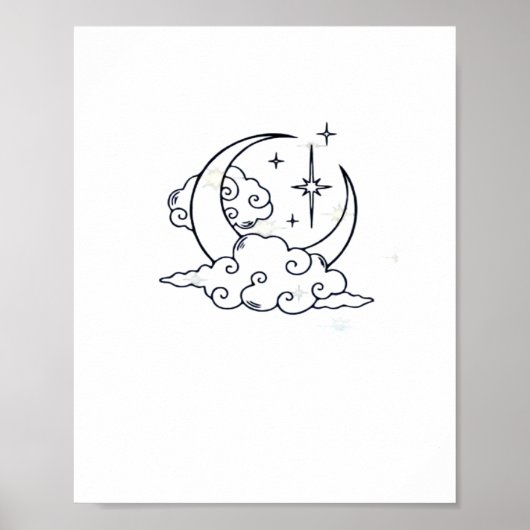 Whimsigoth Clouds Moon Witchy Classic Poster (Voorkant)