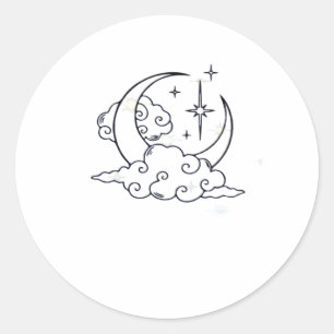 Whimsigoth Clouds Moon Witchy Classic Ronde Sticker