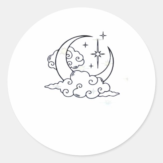 Whimsigoth Clouds Moon Witchy Classic Ronde Sticker (Voorkant)