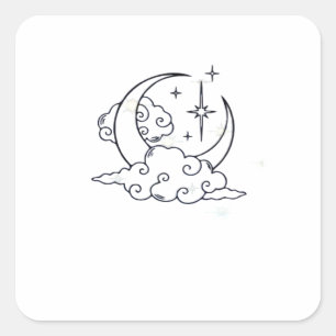 Whimsigoth Clouds Moon Witchy Classic Vierkante Sticker