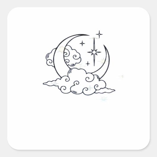 Whimsigoth Clouds Moon Witchy Classic Vierkante Sticker (Voorkant)