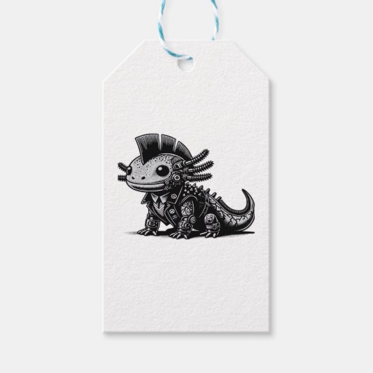 Whimsigoth Cyborg Axolotl kunst ontwerpklasse Cadeaulabel (Voorkant)