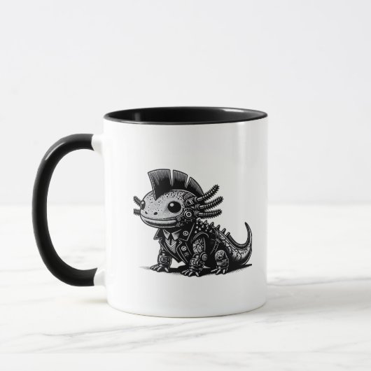 Whimsigoth Cyborg Axolotl kunst ontwerpklasse Mok (Links)