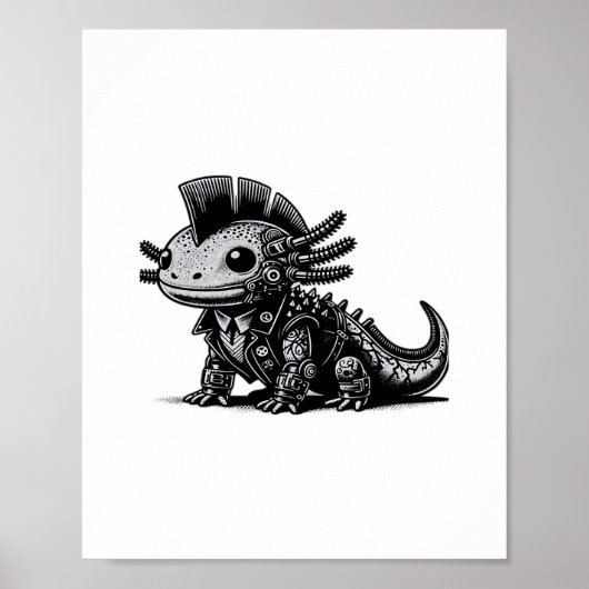 Whimsigoth Cyborg Axolotl  kunst ontwerpklasse Poster (Voorkant)
