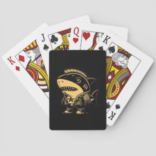 Whimsigoth Cyborg Haaien Vintage Kunstontwerp Pokerkaarten