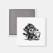 Whimsigoth Cyborg Internet Trol Vintage Kunstontwe Magneet (Voorkant / Achterkant)