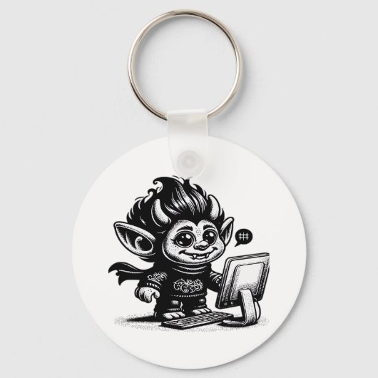 Whimsigoth Cyborg Internet Troll Art Design Sleutelhanger (Voorkant)