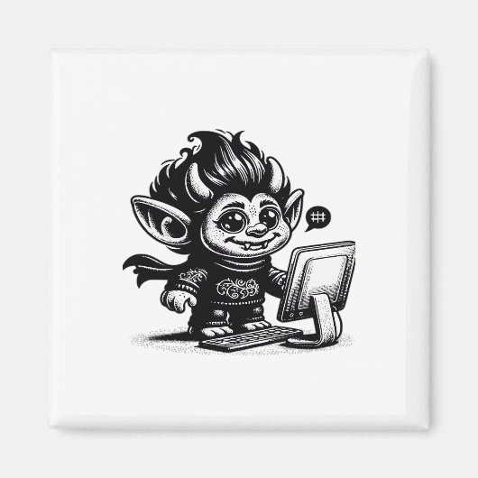 Whimsigoth Cyborg Internet Troll Vintage Kunstontw Magneet (Voorkant)