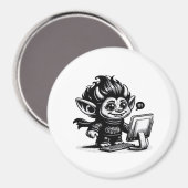 Whimsigoth Cyborg Internet Troll Vintage Kunstontw Magneet (Voorkant / Achterkant)