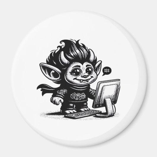 Whimsigoth Cyborg Internet Troll Vintage Kunstontw Magneet (Voorkant)