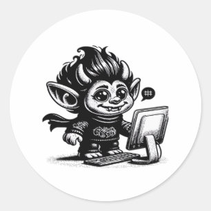 Whimsigoth Cyborg Internet Troll Vintage Kunstontw Ronde Sticker