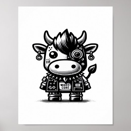 Whimsigoth Cyborg Koe Kunst Ontwerp Classic Poster (Voorkant)