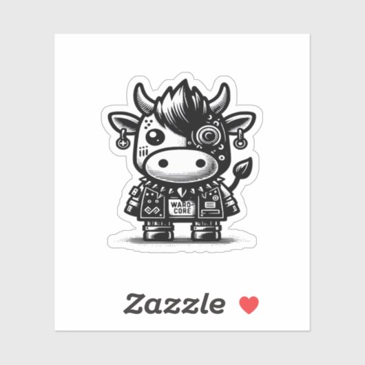 Whimsigoth Cyborg Koe Kunst Ontwerp Classic Sticker (Vel)