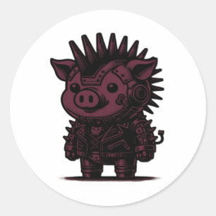 Whimsigoth Cyborg Luiaard Vintage Kunstontwerp Kla Ronde Sticker