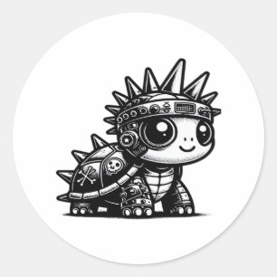 Whimsigoth Cyborg Schildpad Vintage Kunst Design K Ronde Sticker