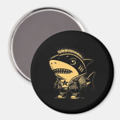 Whimsigoth Cyborg Shark  Art Design Magneet (Voorkant / Achterkant)