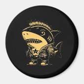 Whimsigoth Cyborg Shark Art Design Magneet (Voorkant)