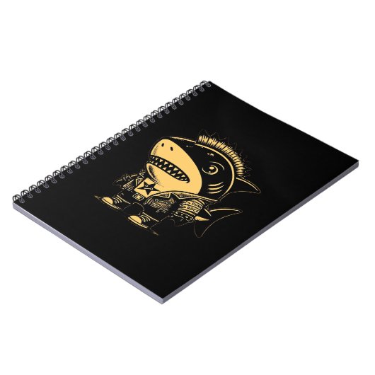Whimsigoth Cyborg Shark Art Design Notitieboek (Linkerzijde)