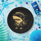 Whimsigoth Cyborg Shark  Art Design Papieren Bordje (Feest)