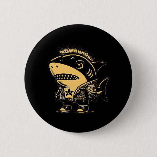 Whimsigoth Cyborg Shark  Art Design Ronde Button 5,7 Cm (Voorkant)