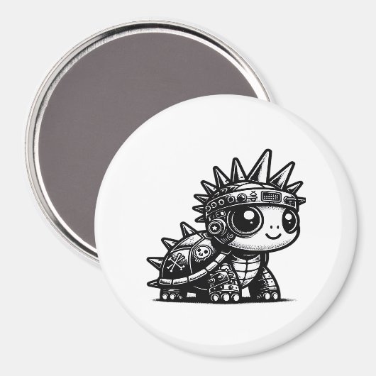 Whimsigoth Cyborg Turtle Art Design Classi Magneet (Voorkant / Achterkant)