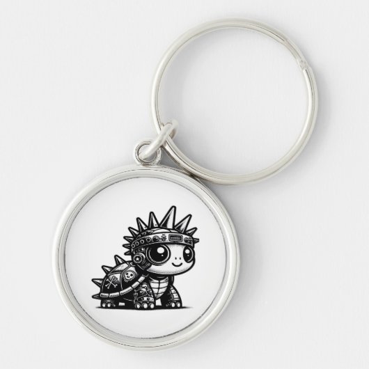 Whimsigoth Cyborg Turtle Art Design Classi Sleutelhanger (Voorkant)
