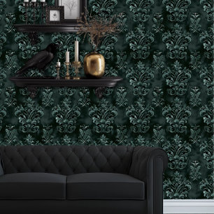 Whimsigoth decoratieve smaragd groen behang