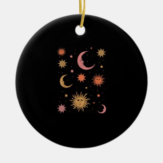 Whimsigoth esthetische halve maan zon keramisch ornament (Voorkant)