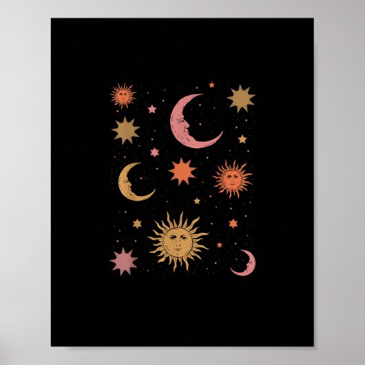 Whimsigoth esthetische  halve maan zon poster (Voorkant)