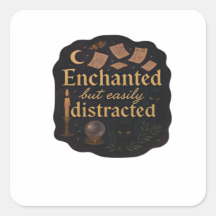 Whimsigoth Fantasie Mysterieuze Bossen, Manen & Ma Vierkante Sticker