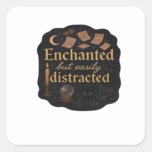 Whimsigoth Fantasy Mysterieuze Bossen, Manen & Mag Vierkante Sticker (Voorkant)