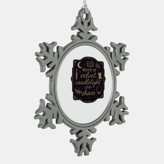 Whimsigoth Fantasy Mystieke bossen, manen en magie Tin Sneeuwvlok Ornament (Links)