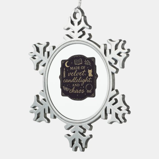 Whimsigoth Fantasy Mystieke bossen, manen en magie Tin Sneeuwvlok Ornament (Rechts)