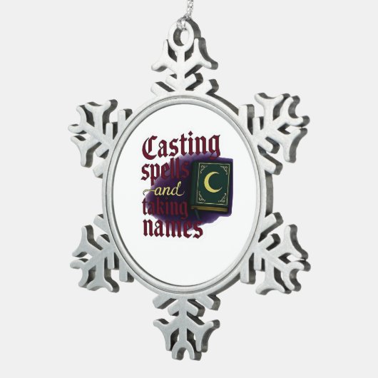 Whimsigoth Fantasy – Mystieke bossen, manen en man Tin Sneeuwvlok Ornament (Rechts)