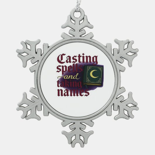 Whimsigoth Fantasy – Mystieke bossen, manen en man Tin Sneeuwvlok Ornament (Voorkant)