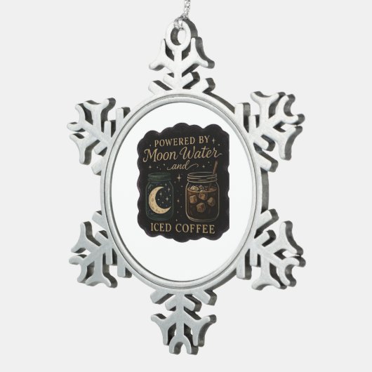 Whimsigoth Fantasy – Mystieke bossen, manen en man Tin Sneeuwvlok Ornament (Rechts)